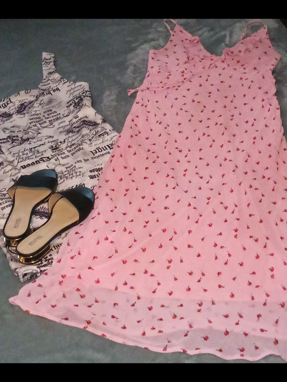 Stunning sring/Summer Lot!Pink Floral Print Slip Dress, Mini,Michael Kors Sandal